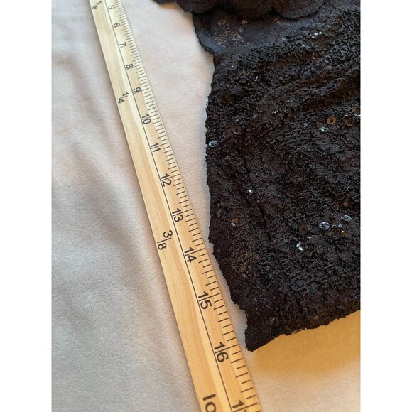 Vintage Black Lace Long Sleeve Top With Sequins - Size L Whimsygoth Cutegoth Y2K - Picture 5 of 10